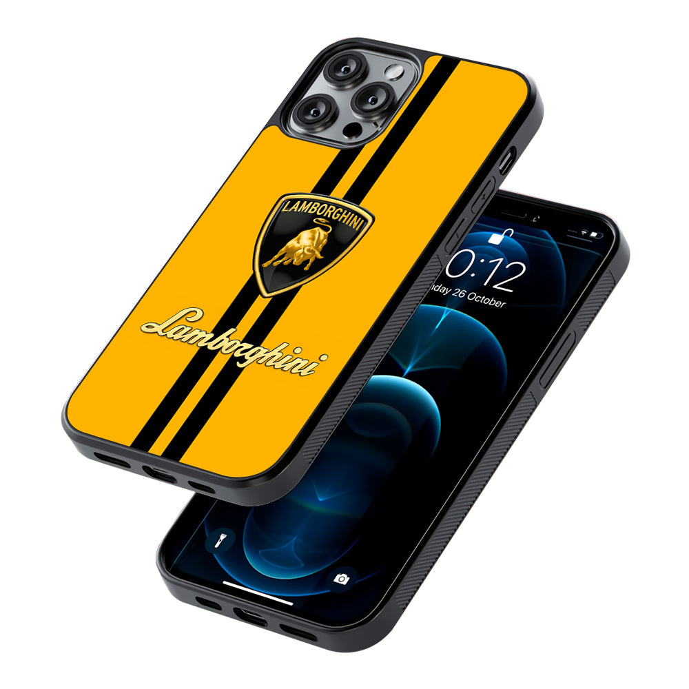 Lamborghini Logo Yellow 2D Rubber Phone Case-Oxvistore