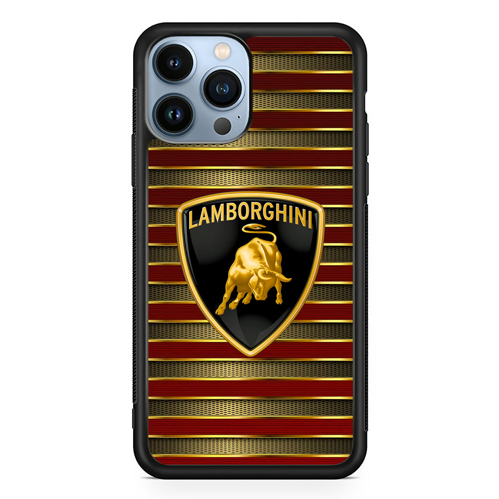 Lamborghini Red Gold Luxury 2D Rubber Phone Case-Black-Oxvistore