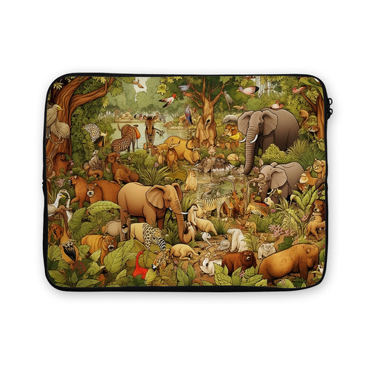 Large Jungle With Animals Laptop Sleeve Protective Cover