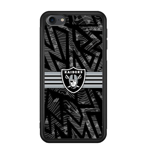 Las Vegas Raiders Raiders Black Shape Contour iPod Touch 6 Case-Rubber Black (2D Case)-Oxvistore