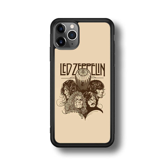 Led Zeppelin Face Art Poster iPhone 11 Pro Max Case-Rubber Black (2D Case)-Oxvistore
