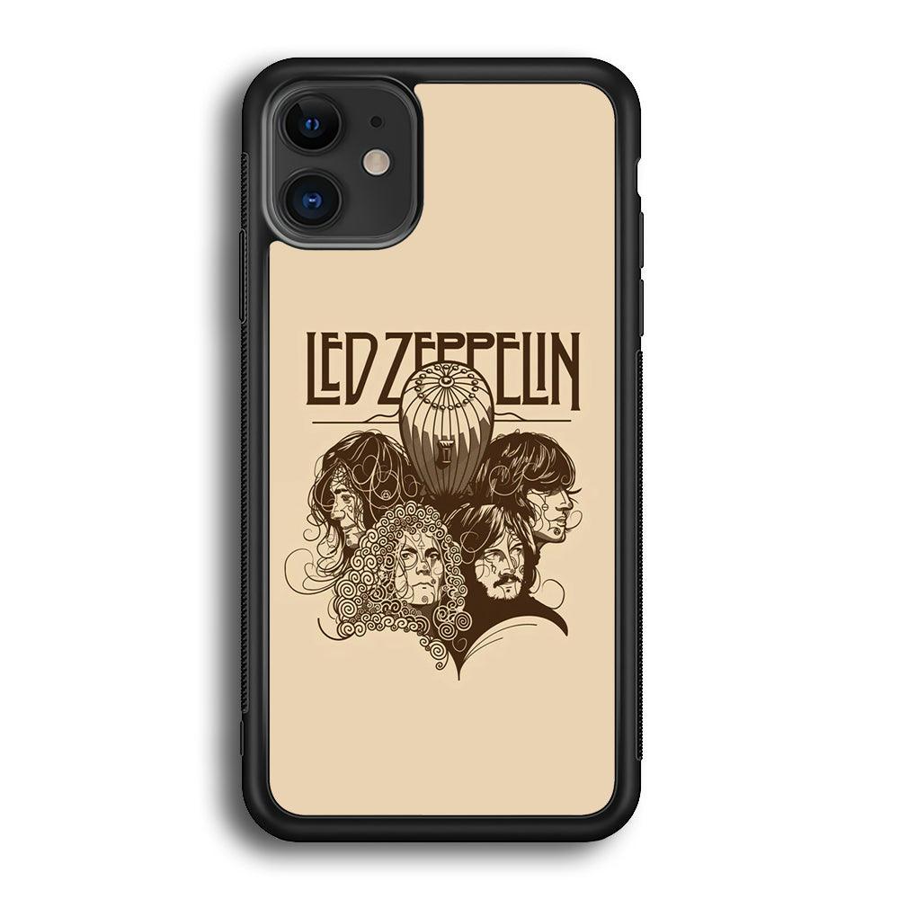 Led Zeppelin Face Art Poster iPhone 11 Case-Rubber Black (2D Case)-Oxvistore
