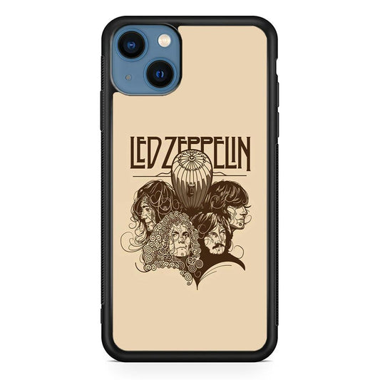 Led Zeppelin Face Art Poster iPhone 14 Case-Rubber Black (2D Case)-Oxvistore