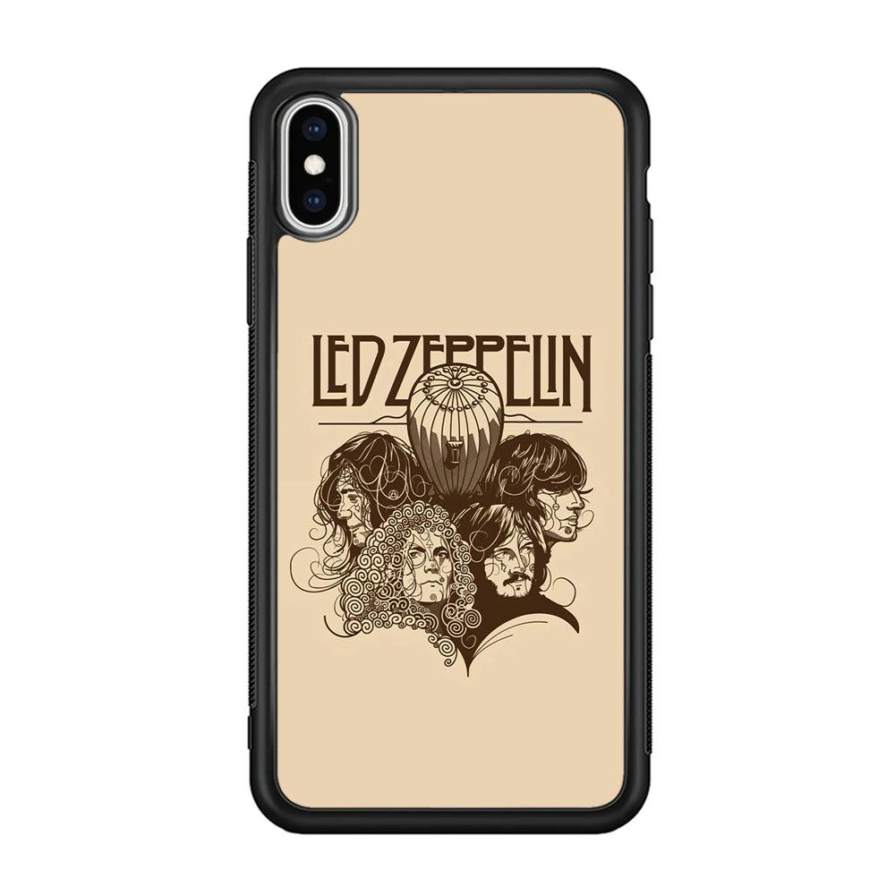 Led Zeppelin Face Art Poster iPhone Xs Max Case-Rubber Black (2D Case)-Oxvistore