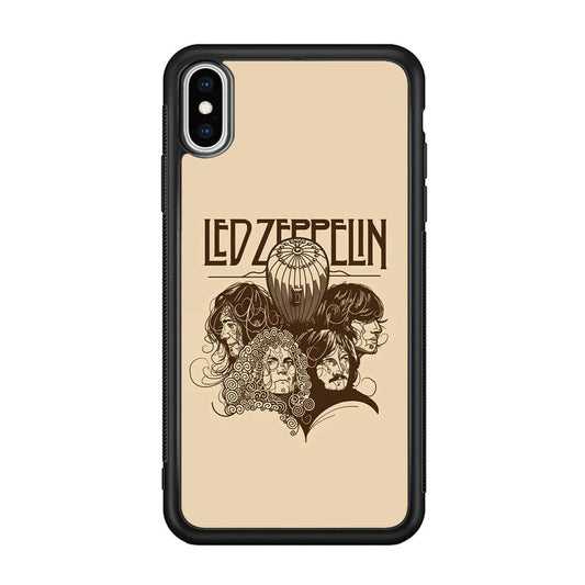 Led Zeppelin Face Art Poster iPhone Xs Max Case-Rubber Black (2D Case)-Oxvistore