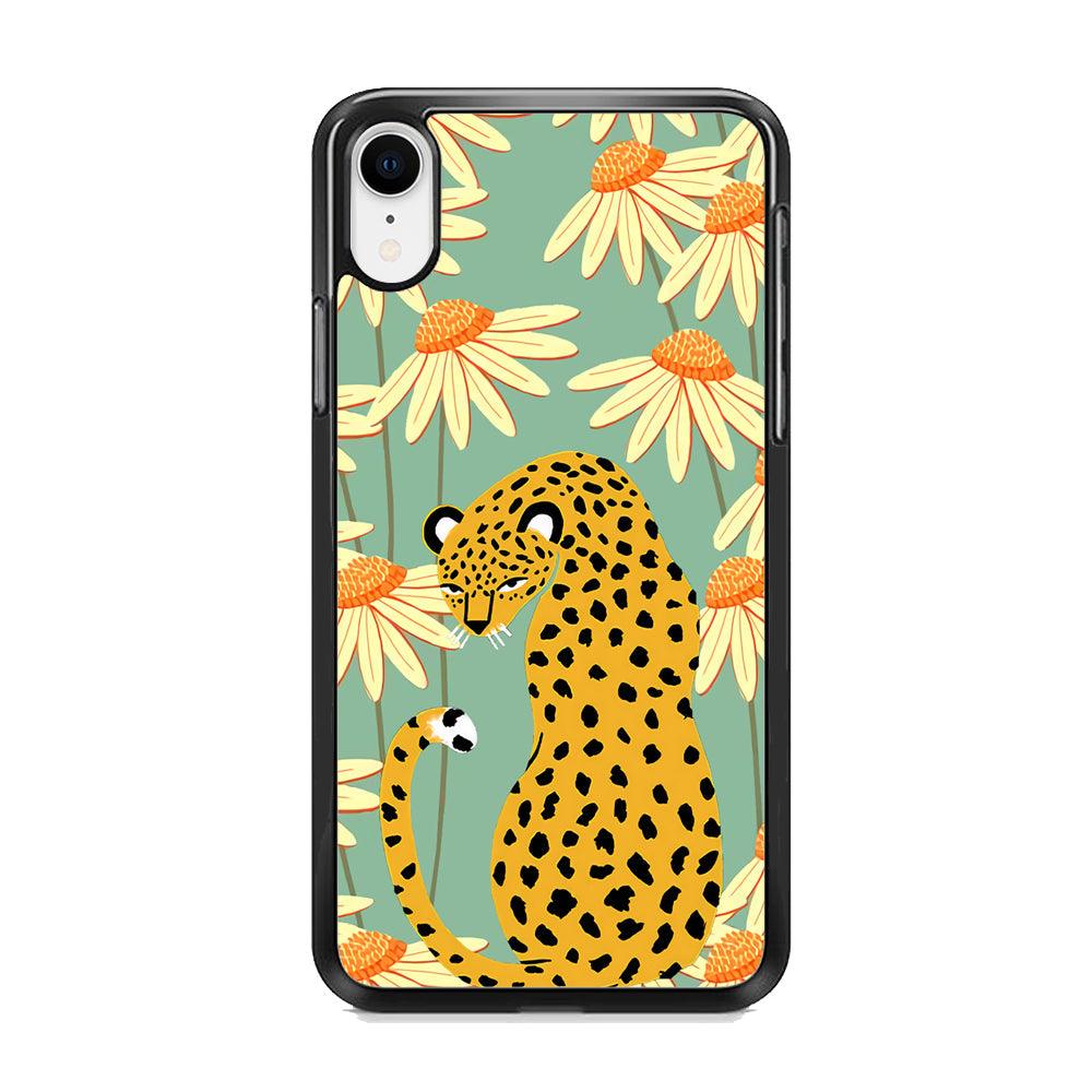 Leopard Flower Umbrella iPhone XR Case-Rubber Black (2D Case)-Oxvistore