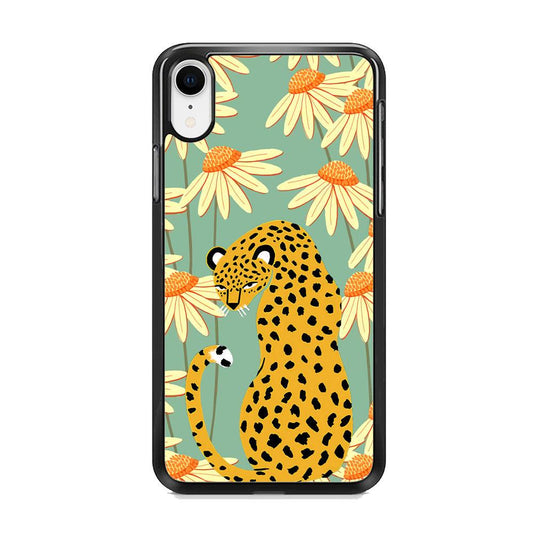 Leopard Flower Umbrella iPhone XR Case-Rubber Black (2D Case)-Oxvistore