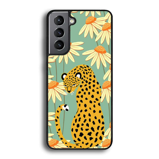 Leopard Flower Umbrella Samsung Galaxy S24 Plus Case-Rubber Black (2D Case)-Oxvistore
