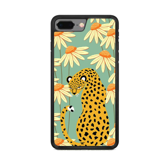 Leopard Flower Umbrella iPhone 8 Plus Case-Rubber White (2D Case)-Oxvistore