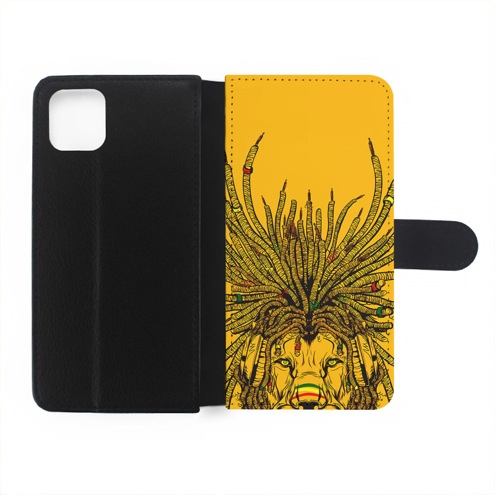 Lion Reggae Yellow Art Flip Wallet Phone Case