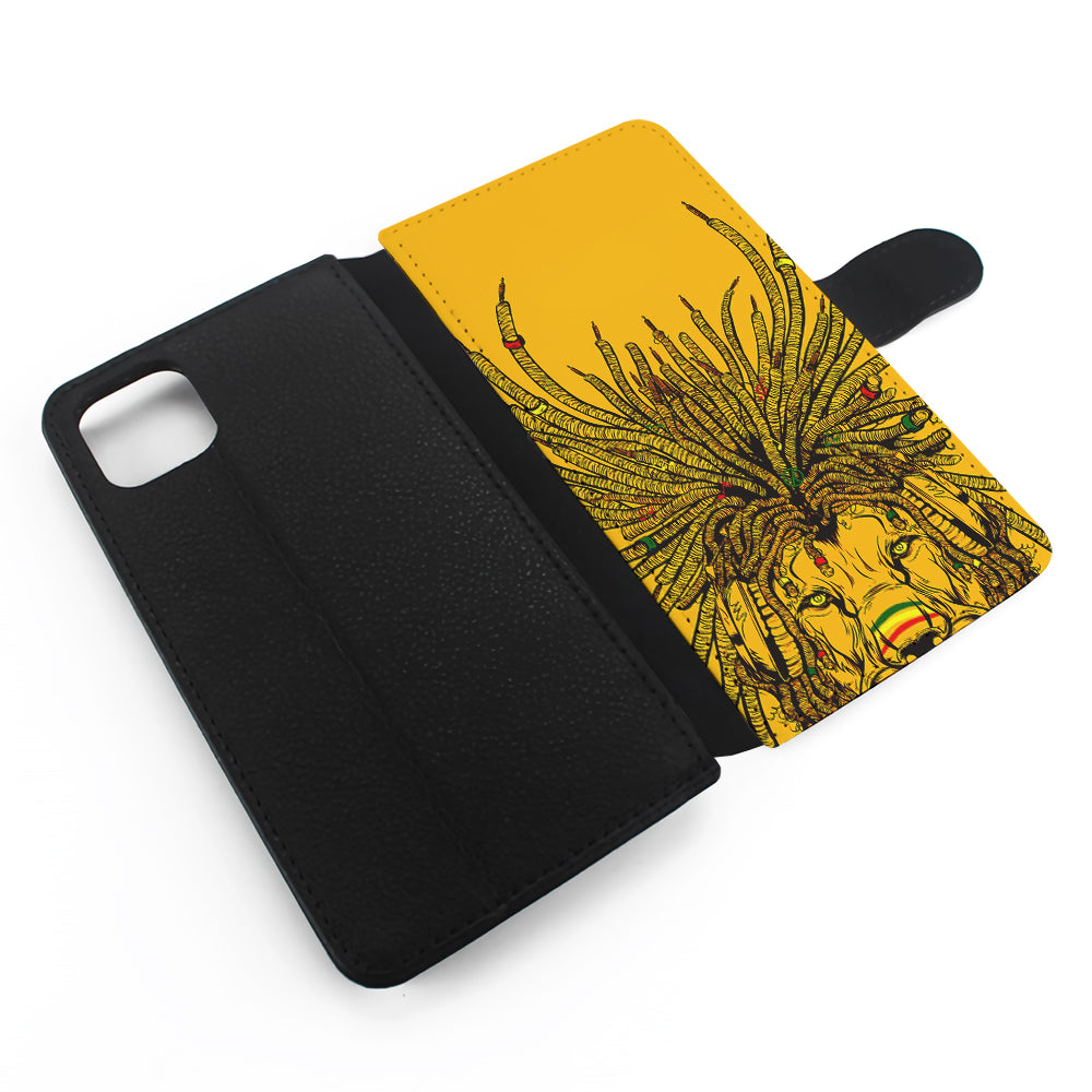 Lion Reggae Yellow Art Flip Wallet Phone Case