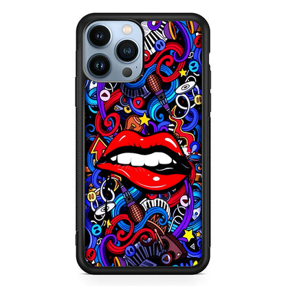 Lips Love Music Graffiti 2D Rubber Phone Case