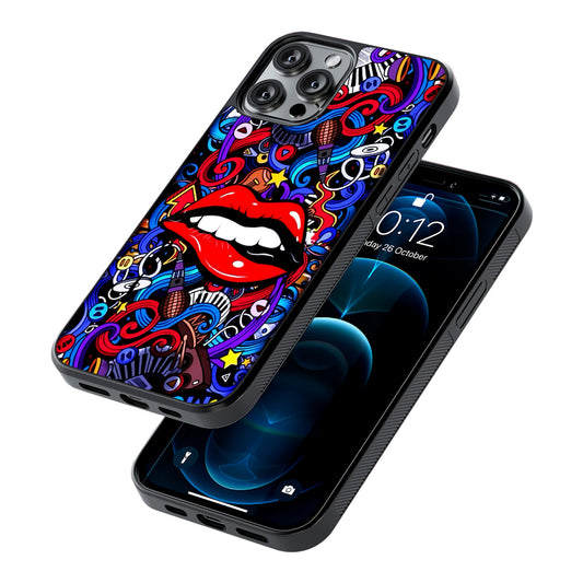 Lips Love Music Graffiti 2D Rubber Phone Case