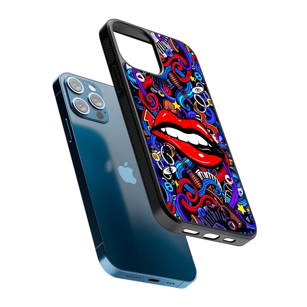 Lips Love Music Graffiti 2D Rubber Phone Case