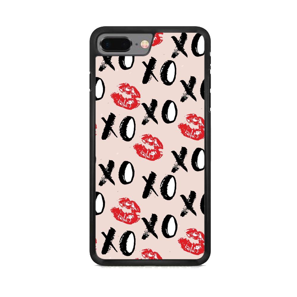 Lips and Xoxo iPhone 7 Plus Case-Rubber Black (2D Case)-Oxvistore