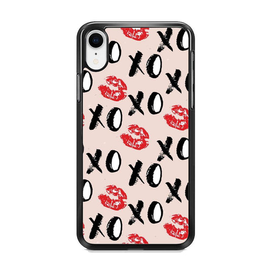 Lips and Xoxo iPhone XR Case-Rubber Black (2D Case)-Oxvistore