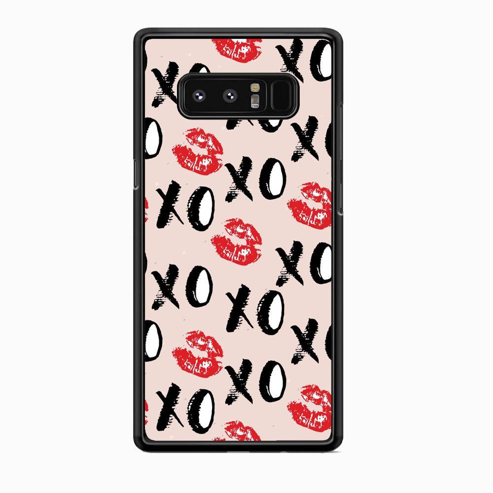 Lips and Xoxo Samsung Galaxy Note 8 Case-Rubber Black (2D Case)-Oxvistore