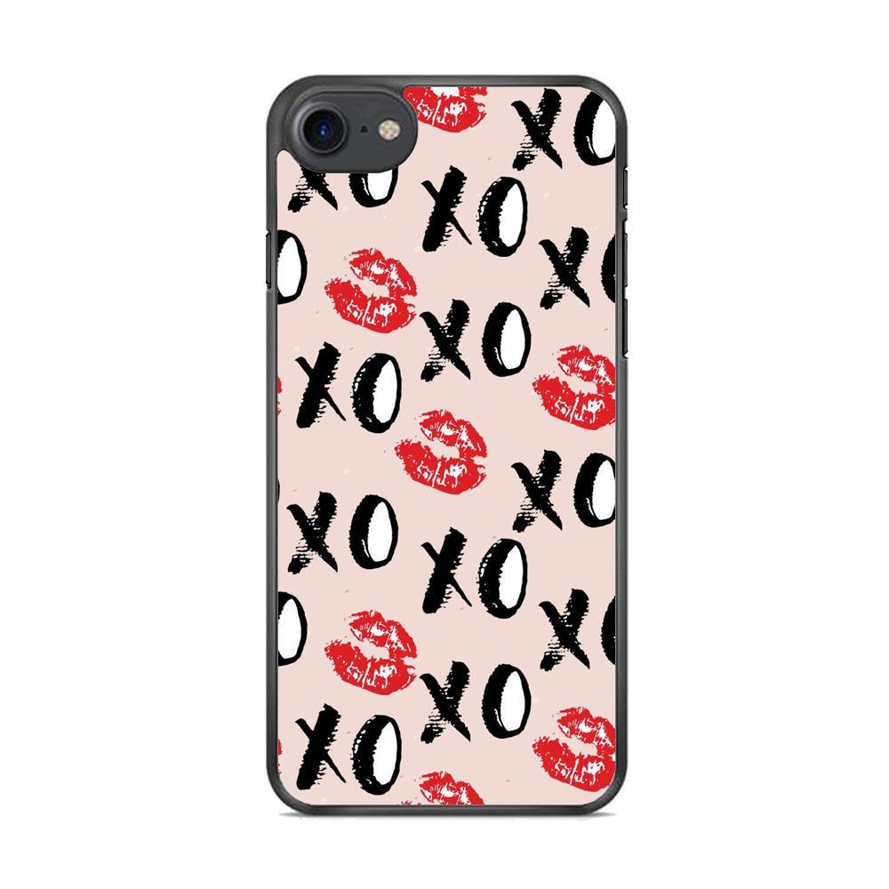 Lips and Xoxo iPhone 7 Case-Rubber Black (2D Case)-Oxvistore