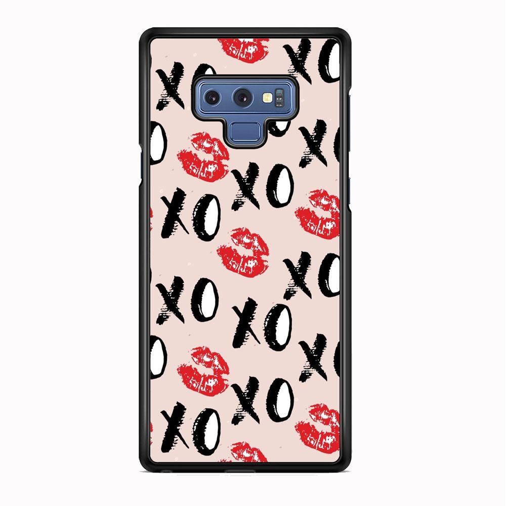 Lips and Xoxo Samsung Galaxy Note 9 Case-Rubber Black (2D Case)-Oxvistore