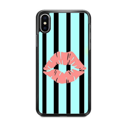 Lips at Strip iPhone XS Case-Rubber Black (2D Case)-Oxvistore