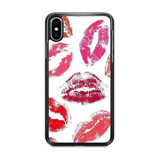 Lips with Kiss iPhone XS Case-Rubber Black (2D Case)-Oxvistore