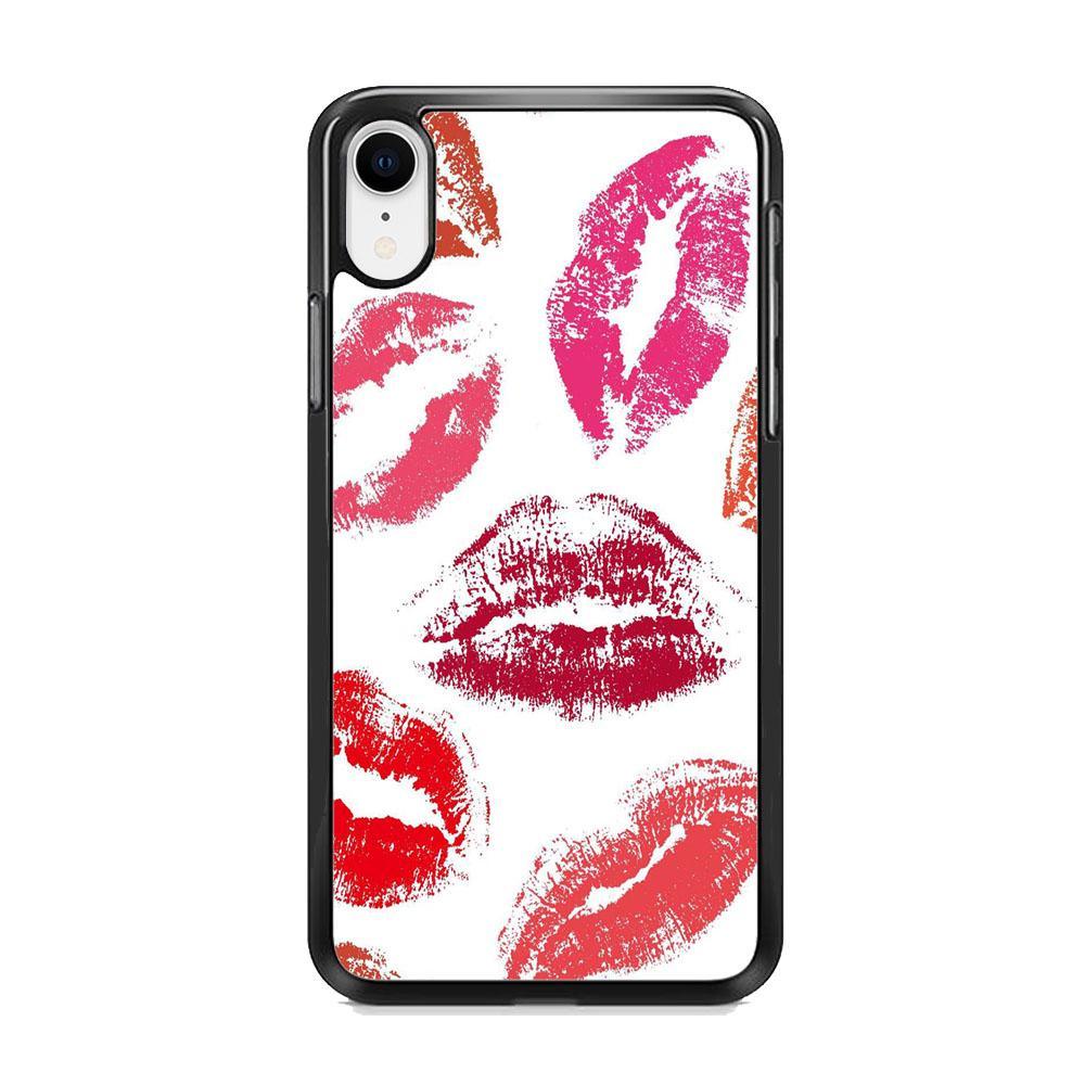Lips with Kiss iPhone XR Case-Rubber Black (2D Case)-Oxvistore