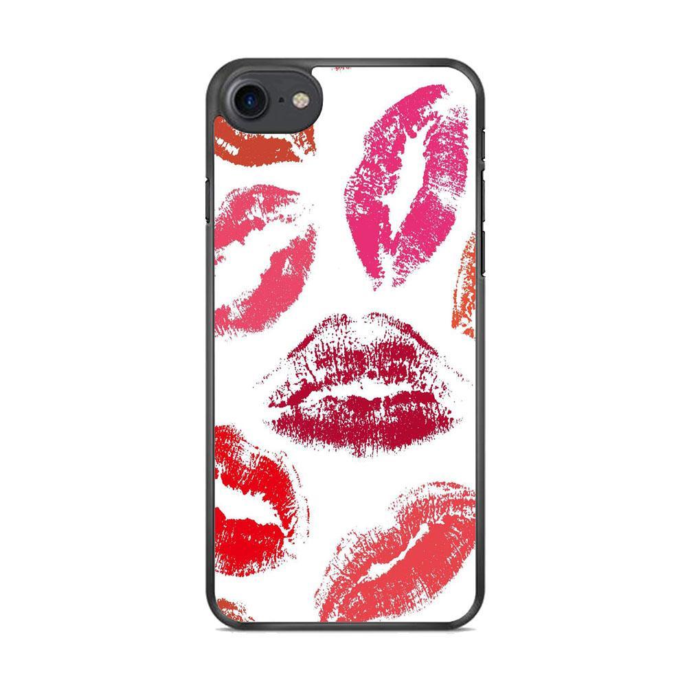 Lips with Kiss iPhone 7 Case-Rubber Black (2D Case)-Oxvistore