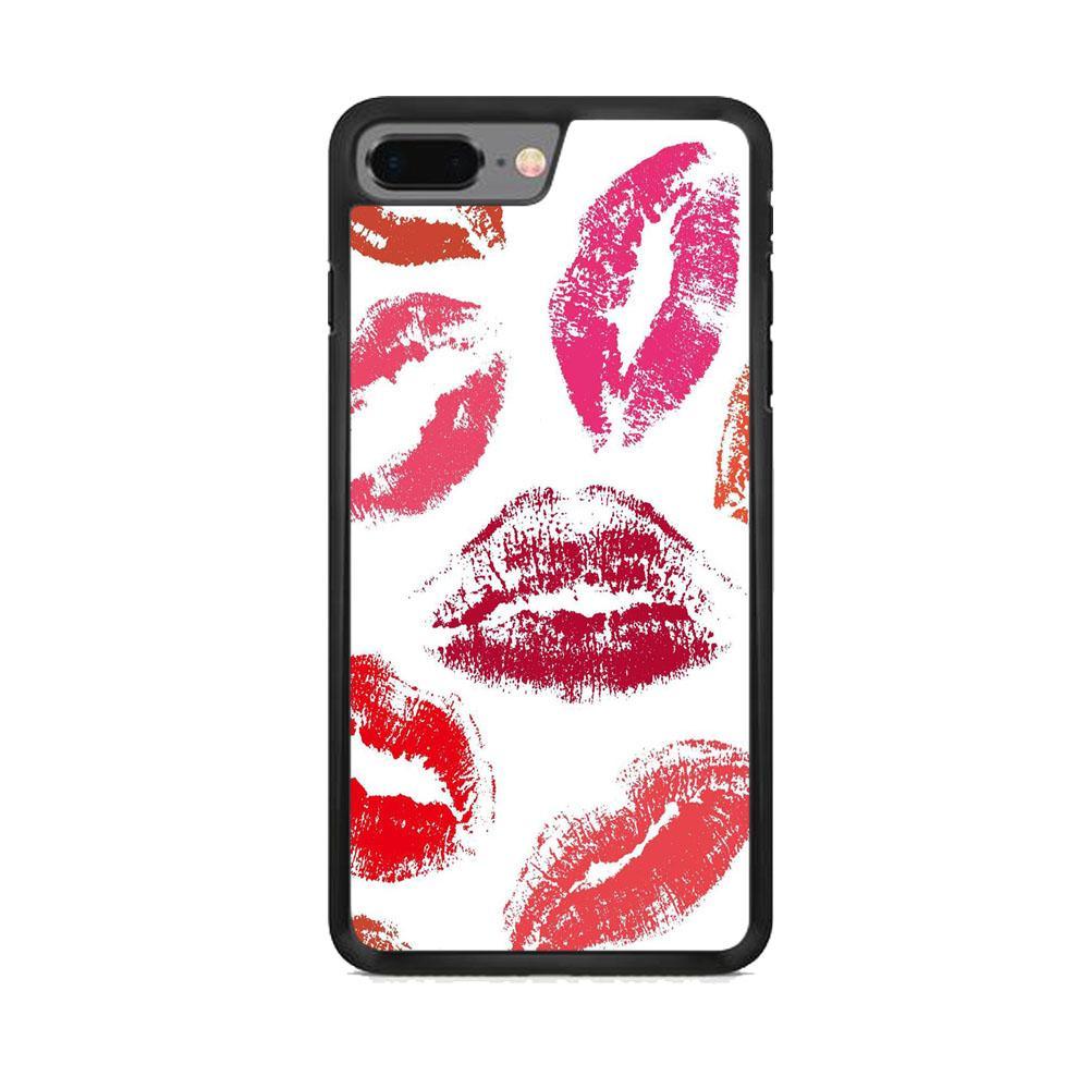 Lips with Kiss iPhone 8 Plus Case-Rubber Black (2D Case)-Oxvistore