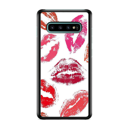 Lips with Kiss Samsung Galaxy S10 Plus Case-Rubber Black (2D Case)-Oxvistore