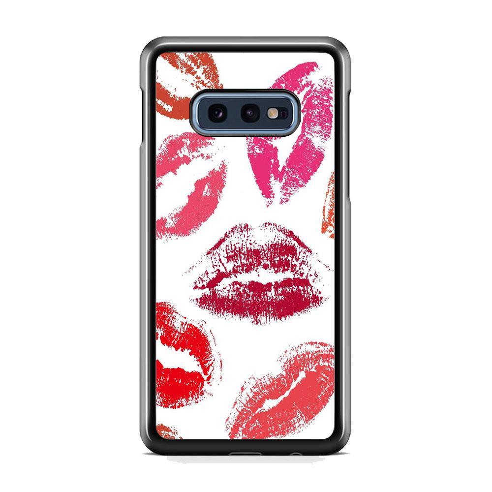 Lips with Kiss Samsung Galaxy S10E Case-Rubber Black (2D Case)-Oxvistore
