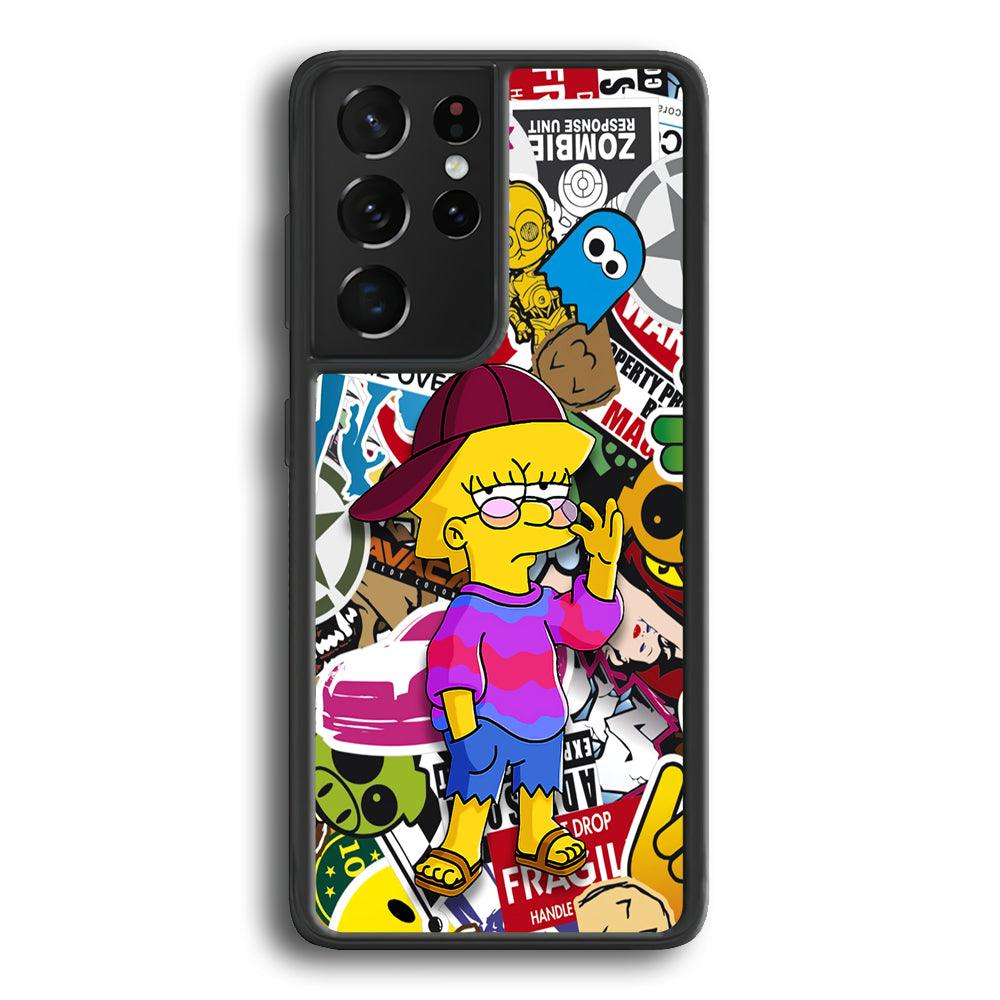Lisa Simpson Relax and Grown-Up Samsung Galaxy S21 Ultra Case-Rubber Black (2D Case)-Oxvistore
