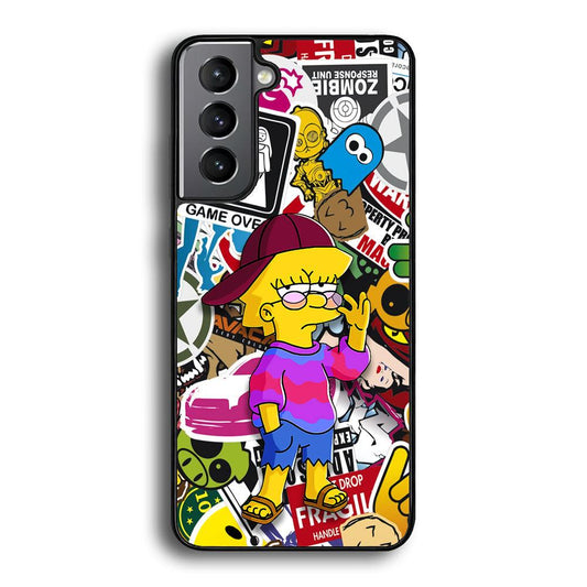 Lisa Simpson Relax and Grown-Up Samsung Galaxy S24 Case-Rubber Black (2D Case)-Oxvistore
