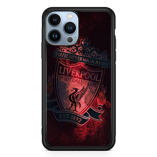 Liverpool Red Moon Illumination iPhone 13 Pro Case-Rubber Black (2D Case)-Oxvistore