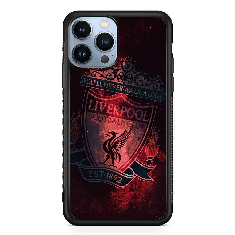 Liverpool Red Moon Illumination iPhone 14 Pro Case-Rubber Black (2D Case)-Oxvistore