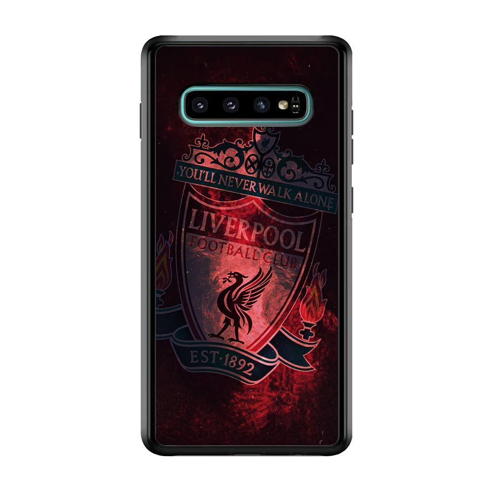 Liverpool Red Moon Illumination Samsung Galaxy S10 Case-Rubber Black (2D Case)-Oxvistore