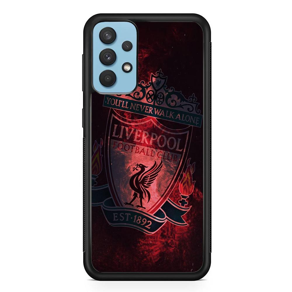 Liverpool Red Moon Illumination Samsung Galaxy A32 Case-Rubber Black (2D Case)-Oxvistore