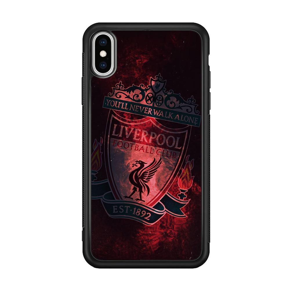 Liverpool Red Moon Illumination iPhone Xs Max Case-Rubber Black (2D Case)-Oxvistore