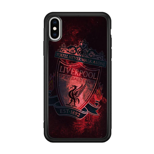 Liverpool Red Moon Illumination iPhone XS Case-Rubber Black (2D Case)-Oxvistore