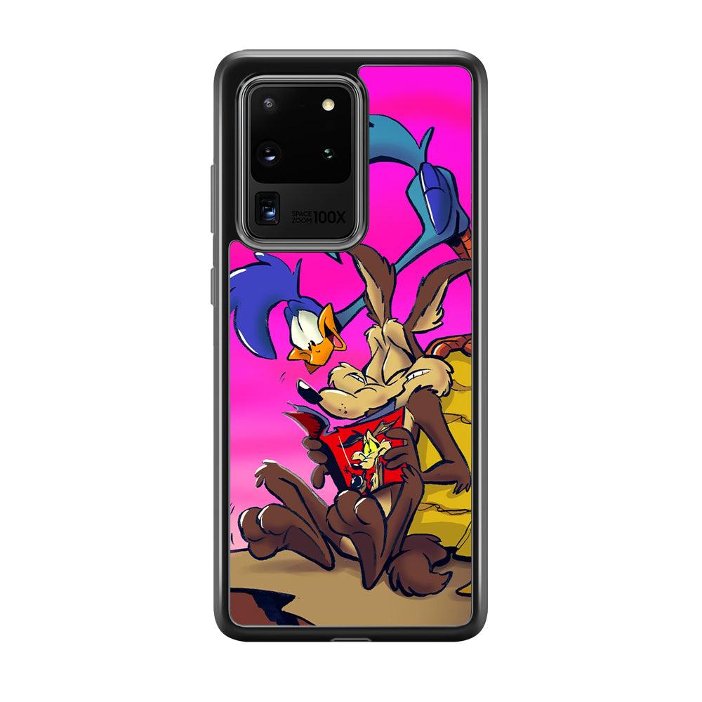 Looney Tunes Catch Road Runner Samsung Galaxy S20 Ultra Case-Rubber Black (2D Case)-Oxvistore
