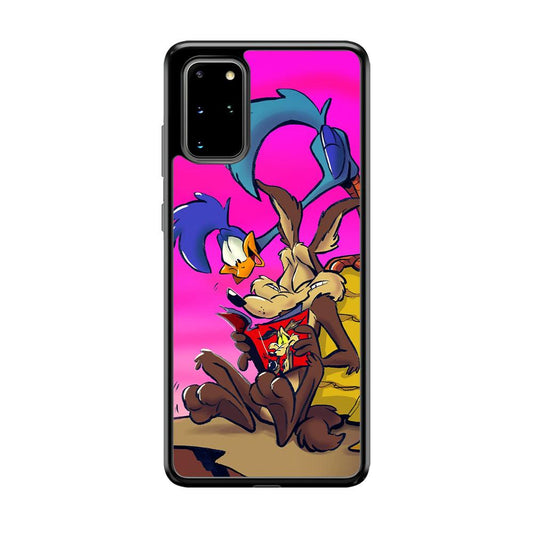 Looney Tunes Catch Road Runner Samsung Galaxy S20 Plus Case-Rubber Black (2D Case)-Oxvistore
