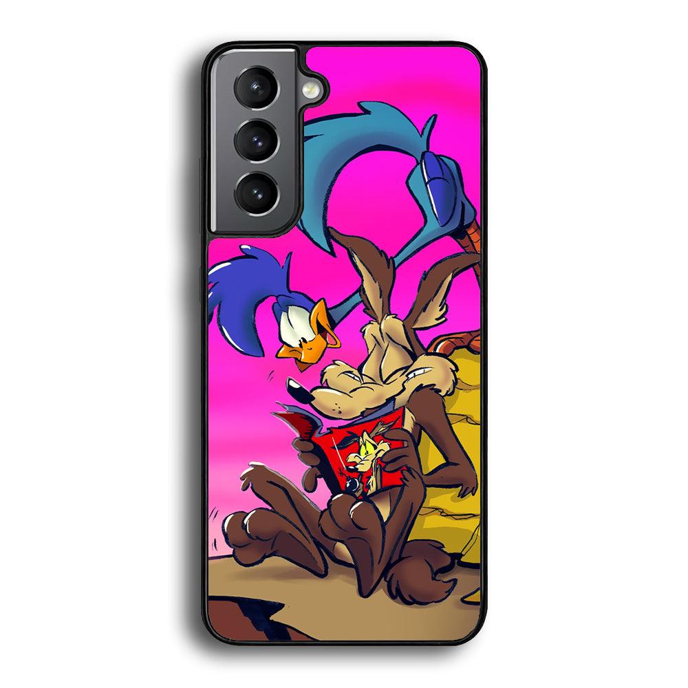 Looney Tunes Catch Road Runner Samsung Galaxy S23 Plus Case-Rubber Black (2D Case)-Oxvistore