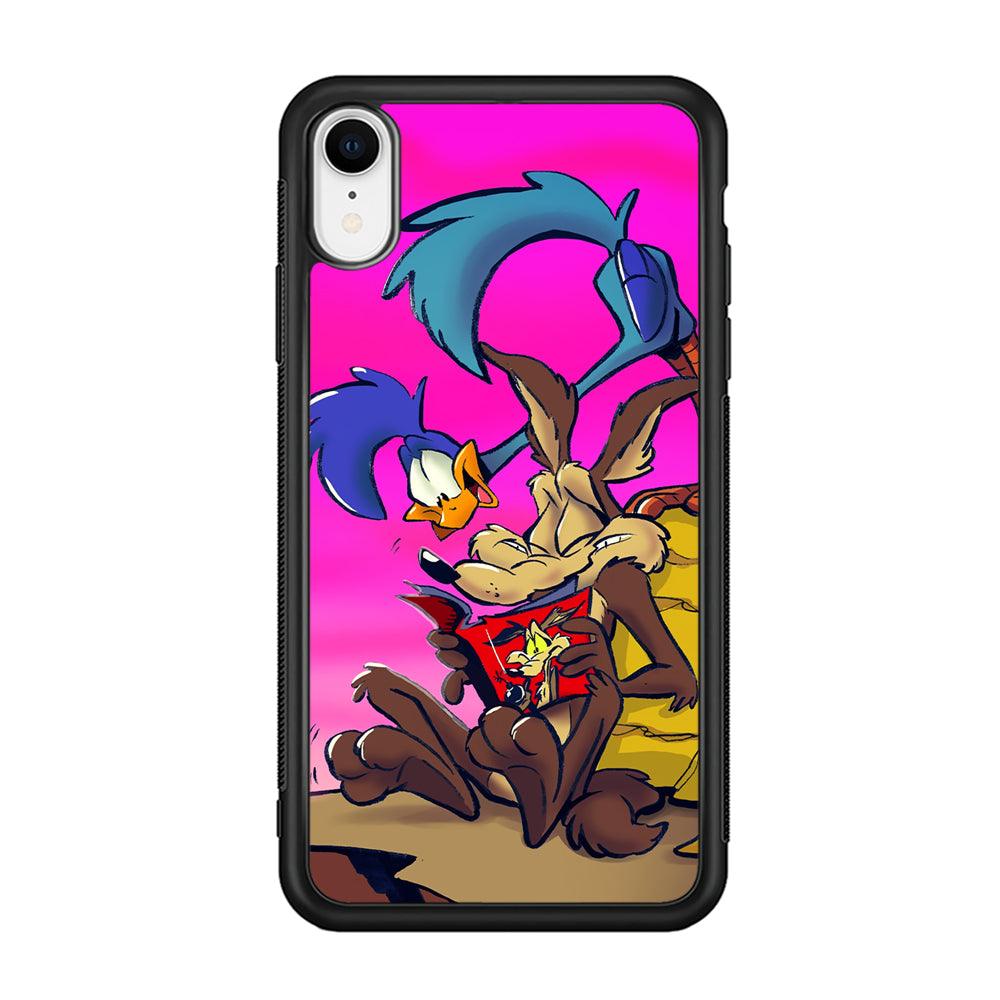Looney Tunes Catch Road Runner iPhone XR Case-Rubber Black (2D Case)-Oxvistore