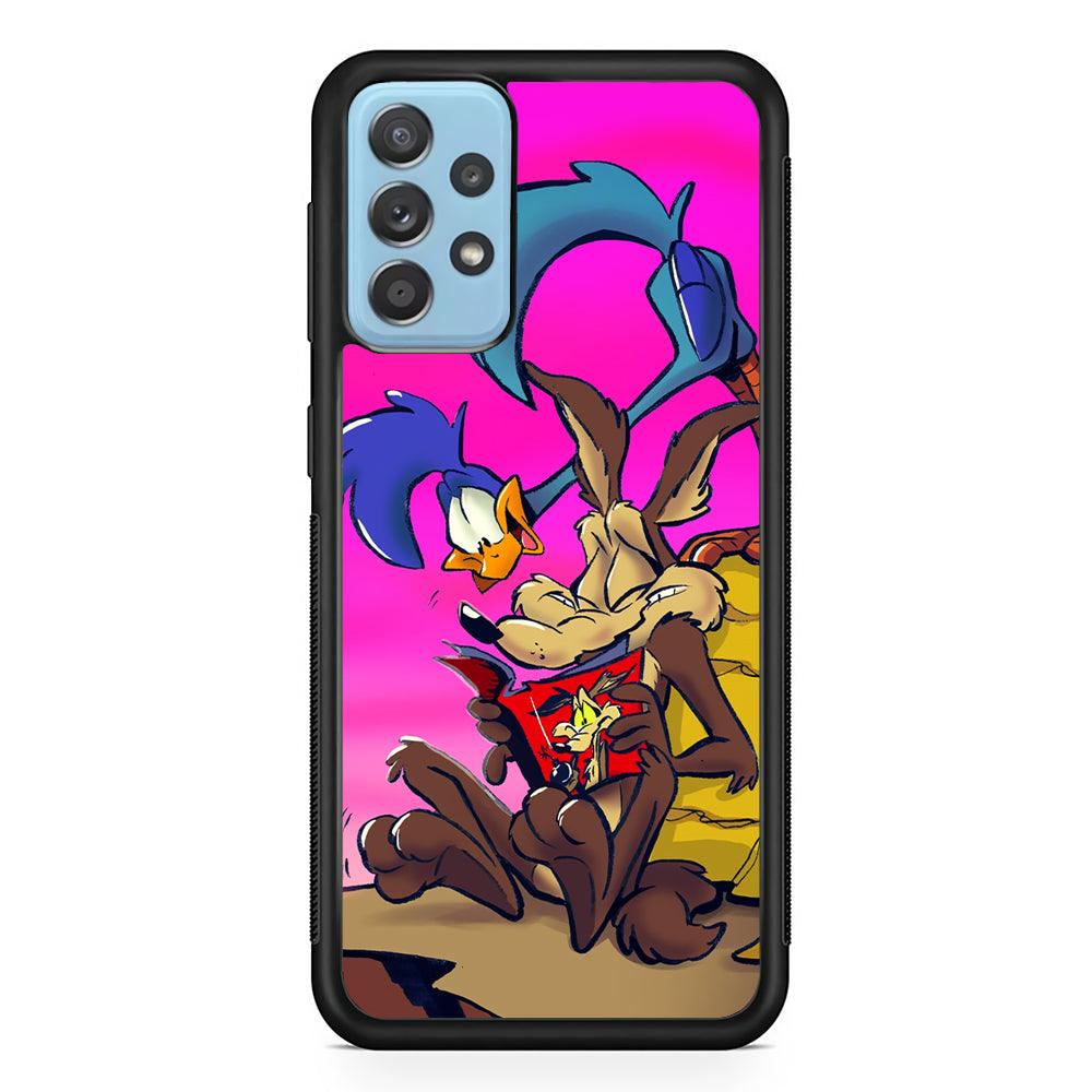 Looney Tunes Catch Road Runner Samsung Galaxy A52 Case-Rubber Black (2D Case)-Oxvistore