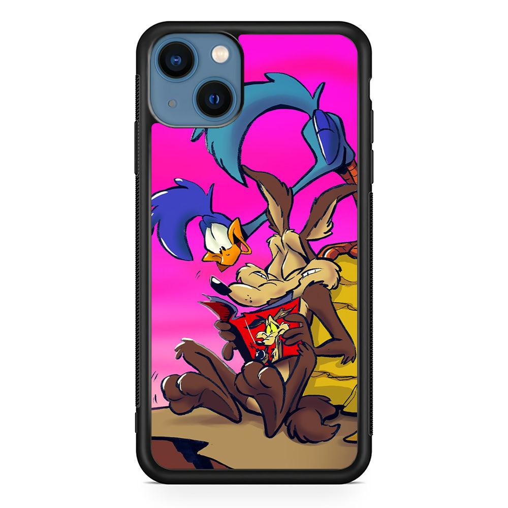 Looney Tunes Catch Road Runner iPhone 14 Case-Rubber Black (2D Case)-Oxvistore