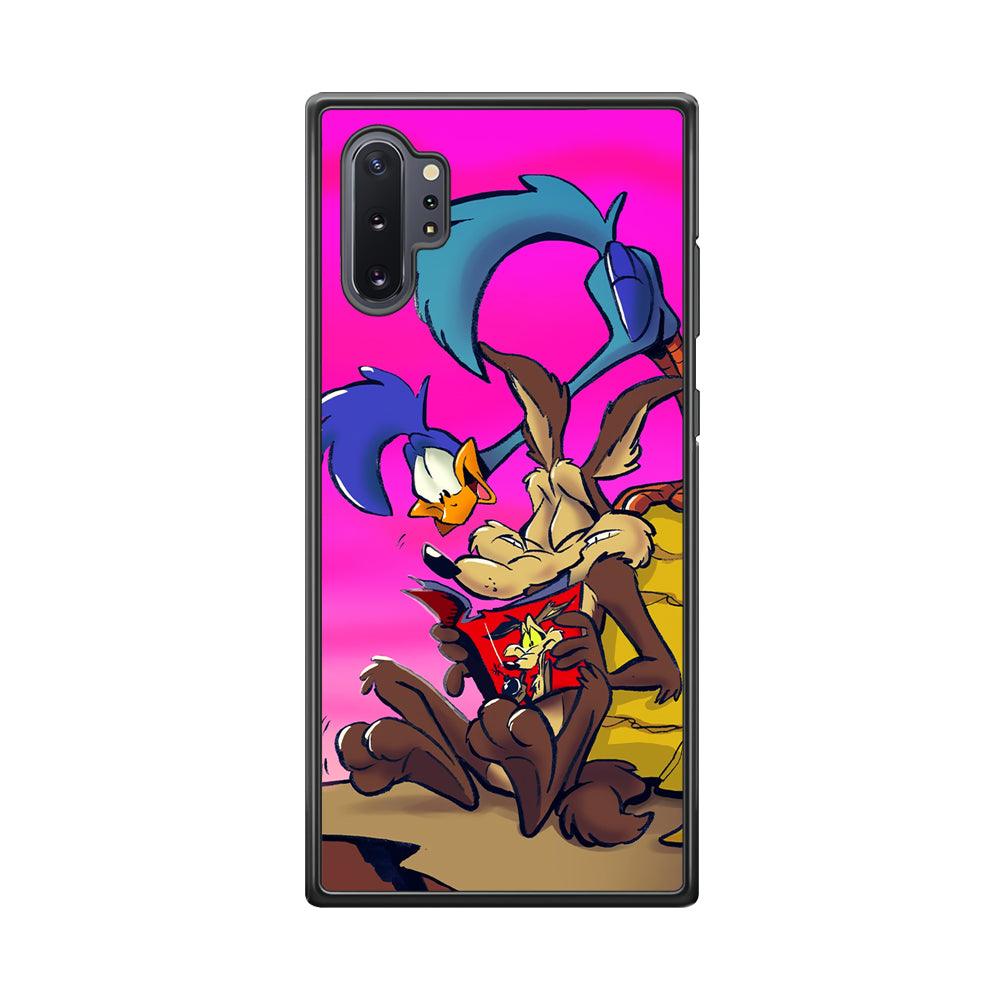 Looney Tunes Catch Road Runner Samsung Galaxy Note 10 Plus Case-Rubber Black (2D Case)-Oxvistore
