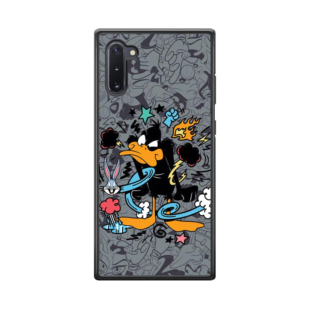 Looney Tunes Daffy in Anger Samsung Galaxy Note 10 Case-Rubber Black (2D Case)-Oxvistore