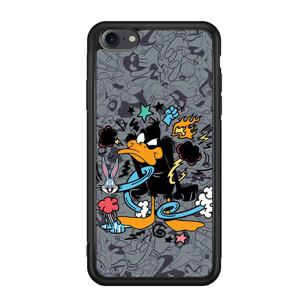 Looney Tunes Daffy in Anger iPhone 7 Case-Rubber Black (2D Case)-Oxvistore