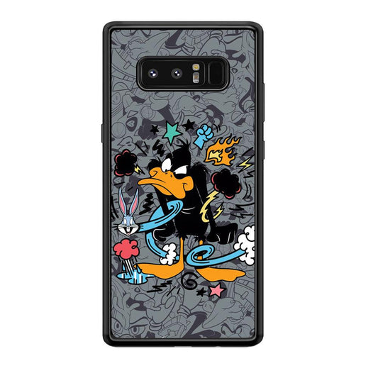 Looney Tunes Daffy in Anger Samsung Galaxy Note 8 Case-Rubber Black (2D Case)-Oxvistore