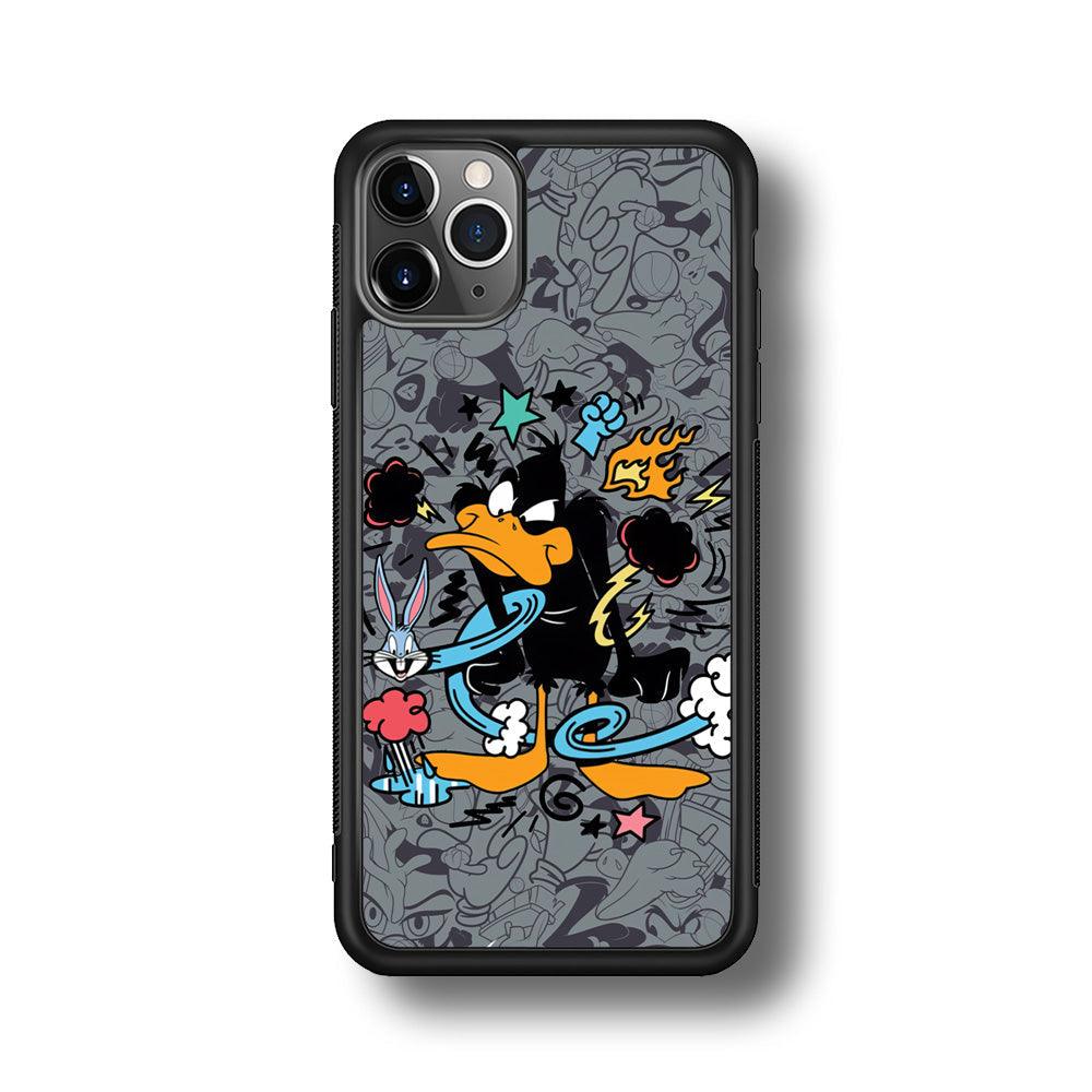 Looney Tunes Daffy in Anger iPhone 11 Pro Case-Rubber Black (2D Case)-Oxvistore