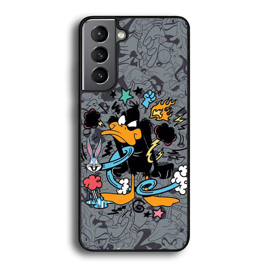 Looney Tunes Daffy in Anger Samsung Galaxy S22 Plus Case-Rubber Black (2D Case)-Oxvistore